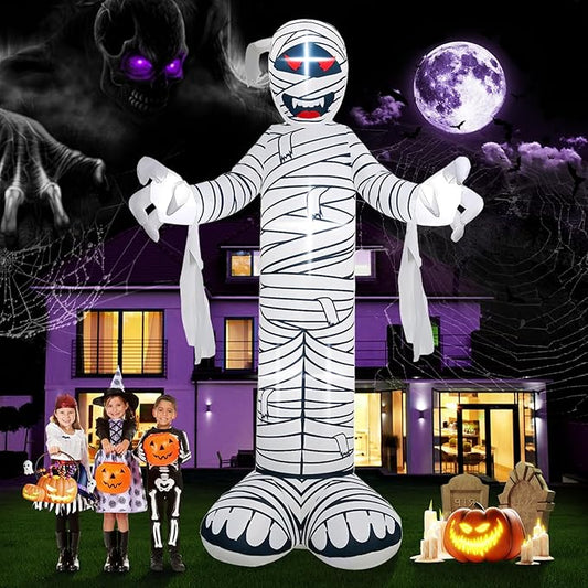 Kalolary 12 FT Halloween Inflatable Mummy Outdoors Decorations Blow Up Lighted Yard Decoration Mummy Inflatable with Build-in Light Scary Inflatables for Holiday Yard Garden Lawn Indoor Outdoor Decor