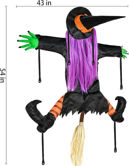 Betty Bash Crashing Witch into Tree Halloween Yard Decorations,(54" H) Large Crashing Witch into Tree