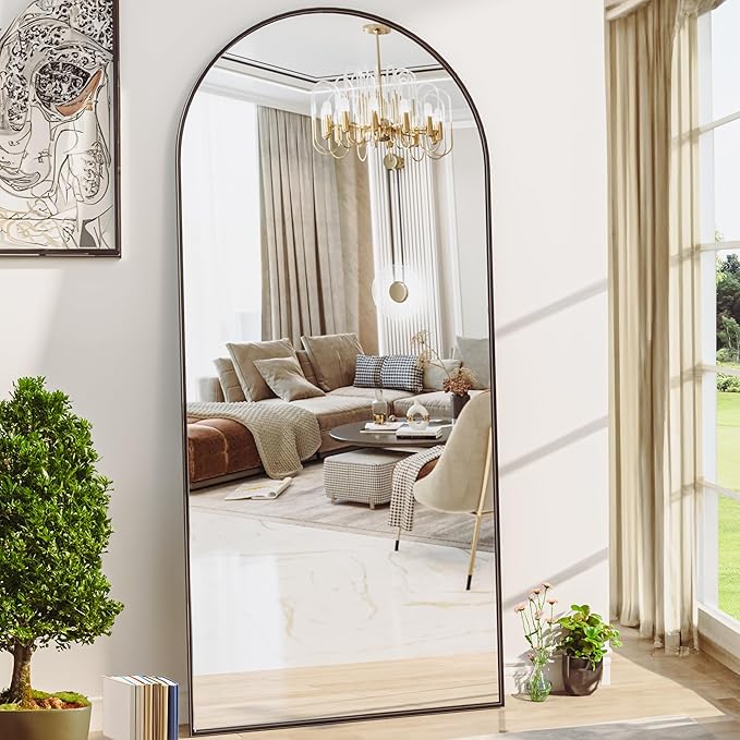 Antok Arched Full Length Mirror, 76"x34" Arched Floor Mirror, Glassless Mirror Full Length with Stand, Floor Mirrors Freestanding, Wall Mounted Mirrors for Bedroom Living Room, Black