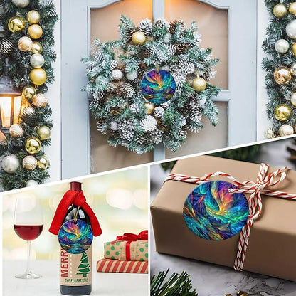 Christmas Northern Lights Ornament Colorful Round Ceramic Ornament Xmas Keepsake for Christmas Tree Winter Holiday Xmas Gift for Women Men Xmas Holiday Party Decor 3"