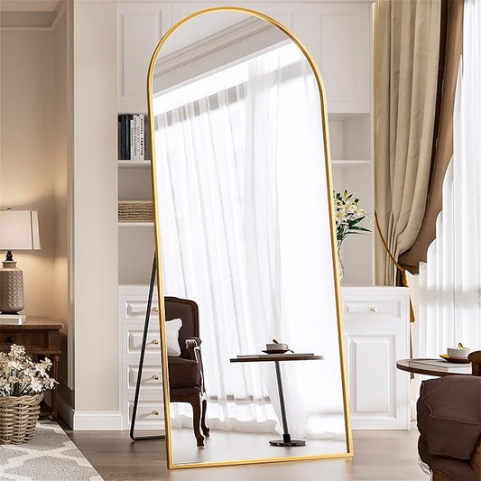 Antok Full Length Mirror, 71"x28" Floor Mirror Freestanding, Oversized Floor Standing Mirror Full Body Mirrors with Stand for Bedroom, Hanging Mounted Mirrors for Living Room Cloakroom, Gold