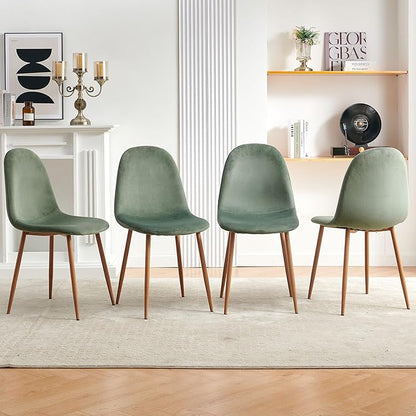 Velvet Dining Chairs Set of 4 - Modern Seating with Metal Legs for Living, Bedroom,Dining Room - Green Chairs for Dining Room, Chair Set for 4