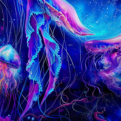 AILONEN Jellyfish Shower Curtain,Cartoon Magic Jellyfish Waterproof Fabric Shower Curtain Set for Bathroom,Boho Style Starry Night Coral Bath Curtain with Hooks for Kids Girls, 36" W*72" H