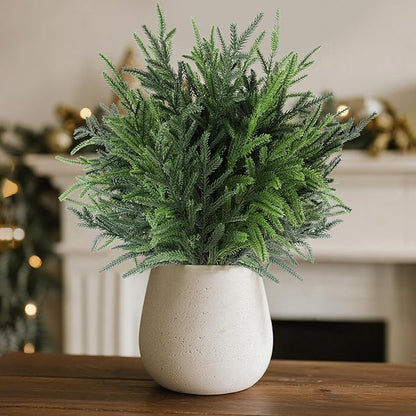 24" Extra Long Artificial Norfolk Pine Stems - 12 Pack Real Touch Christmas Greenery for DIY Wreaths Vase, Large Mantel Decor, Indoor/Outdoor Holiday Arrangements (Faux Pine Branches)