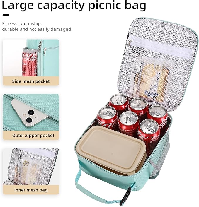 Lunch box Lunch bag for men women Insulated Lunchbox Lunch bags for Work Picnic Travel (baby blue)