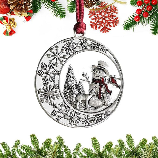 Christmas Ornaments, 2025 Solid Pewter Christmas Tree Ornament Handcrafted Metal DIY Hanging Craft Collectibles for Xmas Trees Home Party Party Gifts (Snowman)