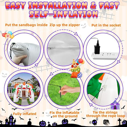 11FT Wide Halloween Inflatables Archway Outdoor Decorations, Inflatable Clown Arch Blow Up Halloween Decorations Built-in Projection LED Light for Halloween Decor Front Yard Garden Lawn Party