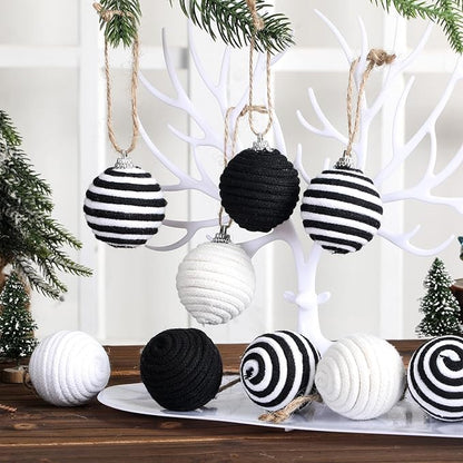 Syhood 18 Pcs 1.57 Inch Christmas Ball Ornaments Boho Farmhouse Jute Rope Hanging Balls Burlap Neutral Rustic Ornaments for Xmas Tree Holiday Wreath Garland Wedding Home