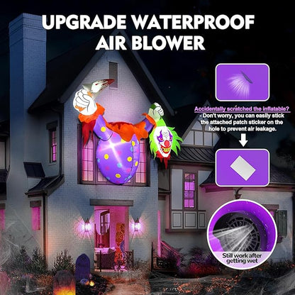 4.5FT Halloween Inflatables with LED Light, Kalolary Halloween Window Blow up Decorations Scary Clown Inflatable Halloween Window Inflatables for Outdoor Garden Holiday Party Decor