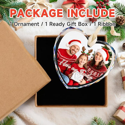 Personalized Christmas Ornaments 2025 - Custom Crystal Photo Ornaments for Christmas Tree, Wedding Engagement Gifts for Couples, Bridal Shower Gifts for Bride