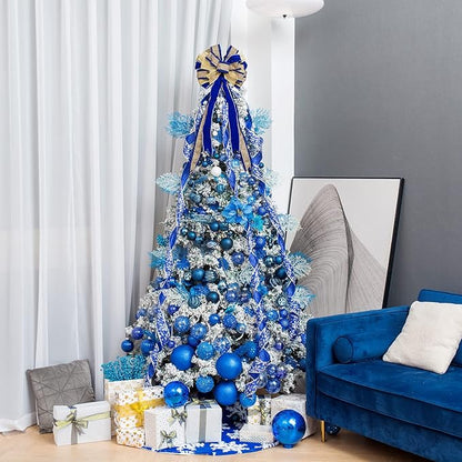 3.15" Christmas Ball Ornaments Glitter Shatterproof Christmas Tree Ornaments Sequin Xmas Hanging Balls Decorations for Wedding Party Holiday(Sapphire, 12pc-8cm)