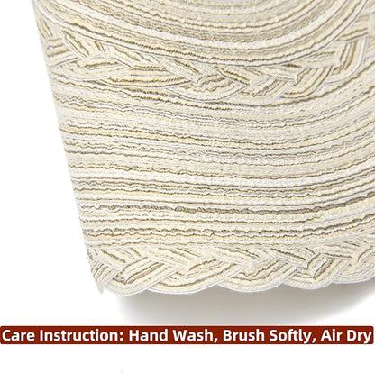 SHACOS Round Placemats Set of 6 Boho Braided Bordered Placemats 15 inch for Dining Tables Wedding Holiday Party (Ivory Bordered, 6)
