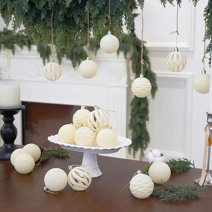 20 pcs Velvet Ornaments for Christmas Tree, 2.36 inch Flocked Christmas Balls Set Assortment for Xmas Tree Holiday Decor