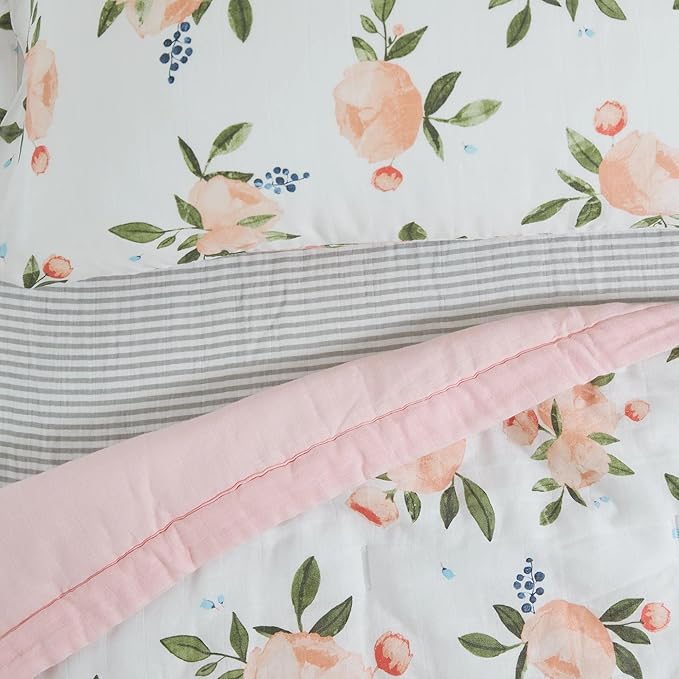 Little Unicorn Toddler Bedding 3-Piece Set | Super Soft & Breathable Muslin Fabric | for Convertible Cribs & Toddler Beds (Watercolor Roses Grande)