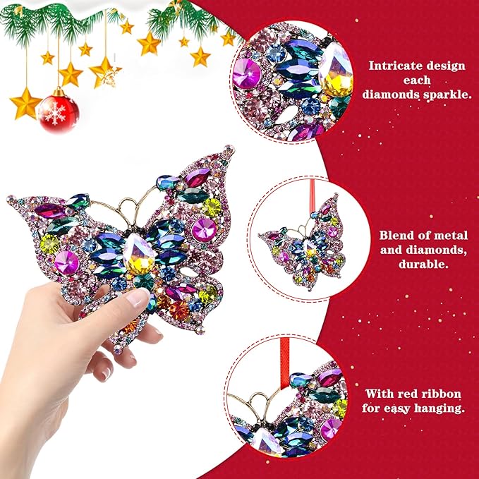 WhatSign Butterfly Christmas Ornament - Monarch Hanging Ornament for Christmas Tree Colorful Decorations Butterfly for Women Girls