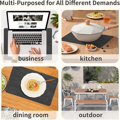 Maxpearl Faux Leather Placemats Set of 4, Waterproof - Wipe Clean - Heat Resistant - Anti Slip Dining Table Place Mats, Suitable for Indoor & Outdoor Use, 17’’×12’’, Black