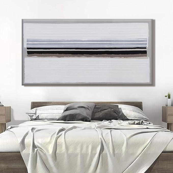 Abstract Canvas Wall Art Decor Large Wall Art Prints Black and White Minimalist Stripes Artwork Modern paintings Wall Decor for Living Room Wall Bedroom Kitchen Office Decor 30"×60"