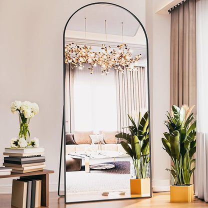 Antok Arched Full Length Mirror, 76"x34" Arched Floor Mirror, Glassless Mirror Full Length with Stand, Floor Mirrors Freestanding, Wall Mounted Mirrors for Bedroom Living Room, Black
