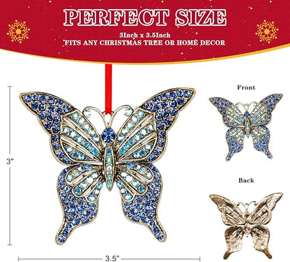 WhatSign Butterfly Ornament for Christmas Tree - Metal Monarch Hanging Christmas Ornaments 2025 Decorations Unique Keepsake Ornaments Gifts for Kids Girls Women Sister
