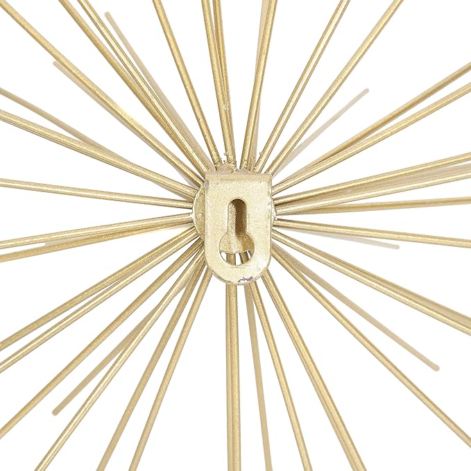 Deco 79 Metal Starburst 3D Long Spike Wall Decor, Set of 3 6", 9", 12"W, Gold