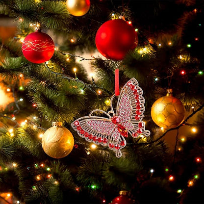 PETCEE Butterfly Christmas Ornaments 2025 Metal Monarch Butterfly Ornaments for Christmas Tree Decorations Red Monarch Hanging Ornament Keepsake Gifts for Women Girls Sisters Mom Grandma