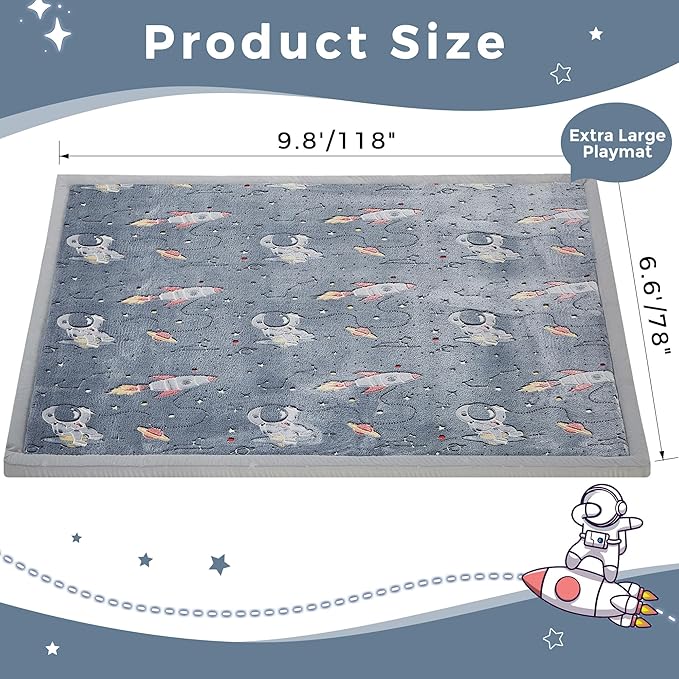 MAXYOYO Baby Play Mat, 1.2" Thick Memory Foam Soft Padded Carpet with Non-Slip Backing, Japanese Tatami Rug Living Room for Kids Toddler Children Nusery