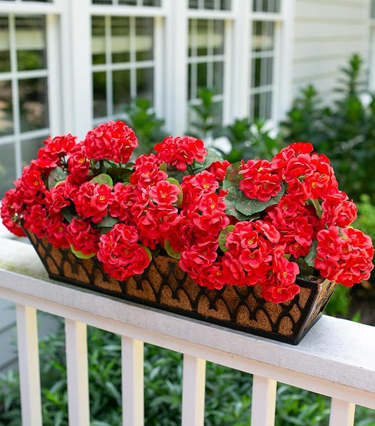 Artificial Geraniums Fake Flowers for Outdoors Decoration, 6 Bundles Silk Geraniums Red Flower UV Resistant Look Real Faux Plants for Front Door Garden Porch Planter Patio Balcony Yard Indoor Home
