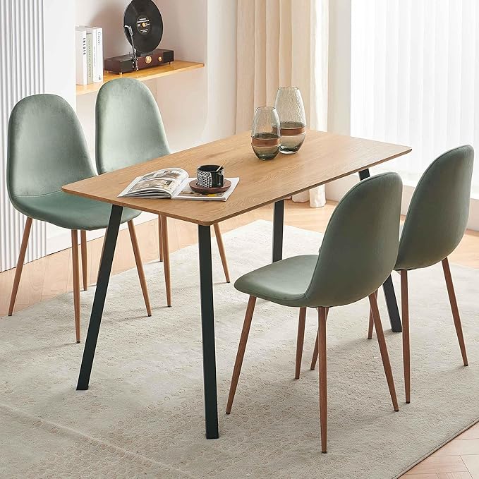 Velvet Dining Chairs Set of 4 - Modern Seating with Metal Legs for Living, Bedroom,Dining Room - Green Chairs for Dining Room, Chair Set for 4