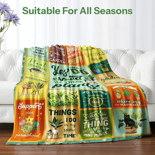 Plant Lover Gifts for Women, Gardening Gifts for Women, Plant Gifts Blanket, Gifts for Gardeners Woman, Blanket for Plant Lover Mom Aunt Grandma Daughter Mothers Day Christmas 50x60 Inch
