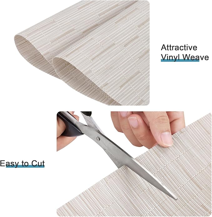 SHACOS Placemats for Round Table Set of 4 Wedge Shaped Placemats Heat Resistant Woven Vinyl PVC Table Mats Wipeable (4, Beige)
