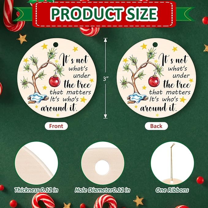 Tree Quote 2 Christmas Tree Ornaments, Funny Christmas Ornaments 2025, Ceramic Christmas Tree Ornaments for Family Friends, Cute Holiday Hanging Decor, Sentimental Xmas Gift Keepsake