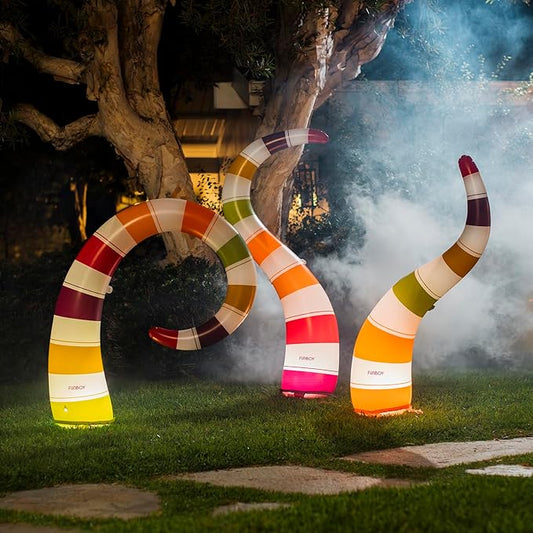 FUNBOY Giant Inflatable Light-Up Yard Snake Scary Halloween Décor, Indoor/Outdoor, (3 Pack)