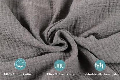 Muslin Mini Crib Sheets 38 x 24 Fitted Portable/Mini-Crib Sheet for Baby Boys and Girl Soft 100% Cotton Grey & Navy