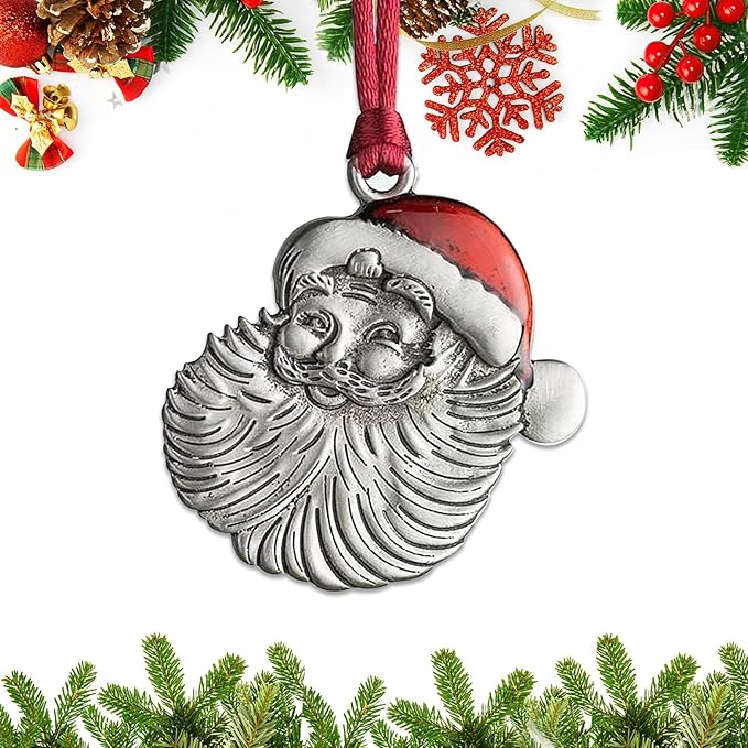 Christmas Ornaments, 2025 Solid Pewter Christmas Tree Ornament Handcrafted Metal DIY Hanging Craft Collectibles for Xmas Trees Home Party Party Gifts (Santa)