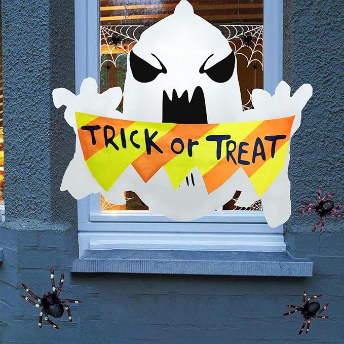 3.5FT Halloween Inflatables Flying Ghost Broke Out from Window, Blow Up Inflatables with Built-in LED Lights, Halloween Outdoor Inflatables Decorations for Yard Garden Lawn Decor