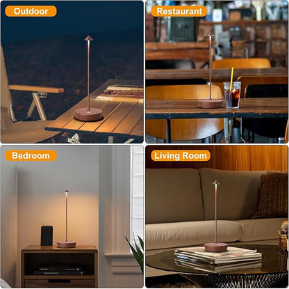SAKRINGT 2 Pack Cordless Table Lamps Rechargeable, 6000mAh Battery Operated Waterproof Stepless Dimming Modern Portable LED Table Light for Restaurant Dining Patio Outdoor