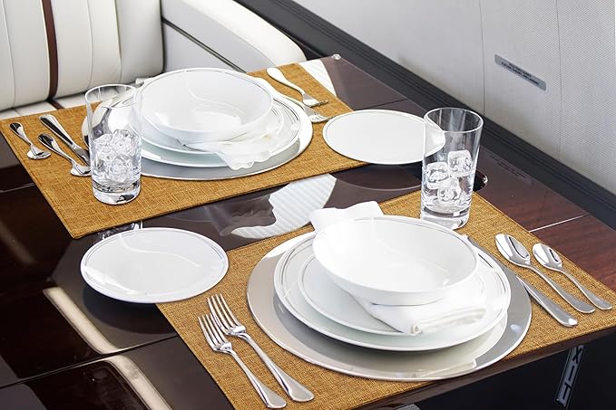 homing Amber Cloth Placemats Set of 8 – Cotton Linen Blend Washable Farmhouse Dining Table Mats for Fall & Thanksgiving, Easy to Clean, 13 x 19 Inch