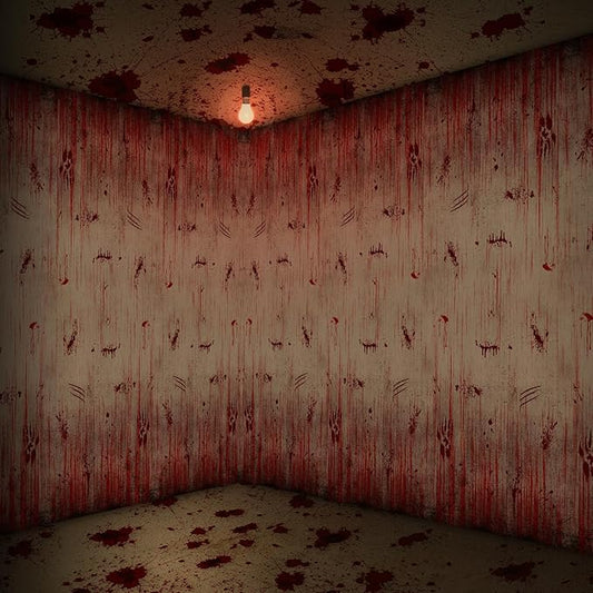 12 Pcs Bloody Print Halloween Photography Background Horror Theme Plastic Backdrop Blood Dripping Tablecloth for Scary Halloween Birthday Party Decor Supplies, 108 x 54 Inch