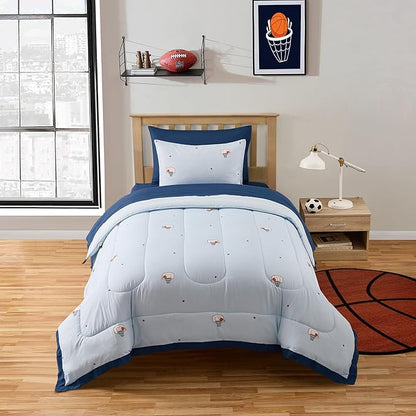 Basketball Comforter Set Twin Size – Bed in a Bag with Sheets, Pillowcases & Shams – Soft Stylish Sports Bedding – All Season Boy’s Basketball Bed Set