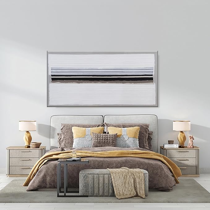 Abstract Wall Art Decor Modern paintings Wall Decorations Wall Art Canvas Prints Black and White Minimalist Stripes Artwork for Living Room Wall Bedroom Kitchen Office Decor 24"×48"