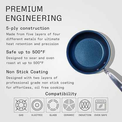 Made In Cookware - ProCoat 8" Non Stick Frying Pan (Harbour Blue) - 5 Ply Stainless Clad Nonstick - Professional Cookware - Crafted in USA - Induction Compatible