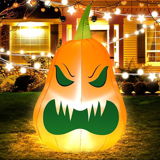 4FT Pumpkin Halloween Inflatable Decor Blow Up Decoration with LED Lights Perfect for Halloween Parties Holiday Indoor Outdoor Yard Graden Inflatable Decoration