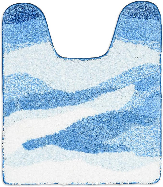 Wave Non-Slip Toilet Contour Rug, Luxurious Tufted Extra Thick U-Shaped Bathroom Rug, Ocean Beach Designed U-Shaped Toilet Floor Mat, Washable and Absorbent Bathroom Carpet (24 x 20 in)