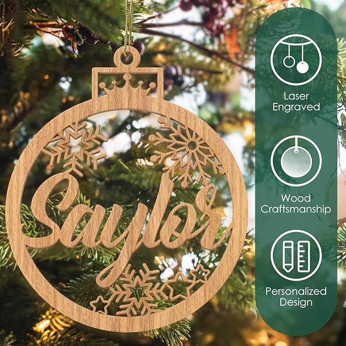 Personalized Name Ornaments for Christmas Tree-Personalized Wooden Christmas Ornaments 2025, Personalised Ornaments for Christmas Tree & 1-5 Styles