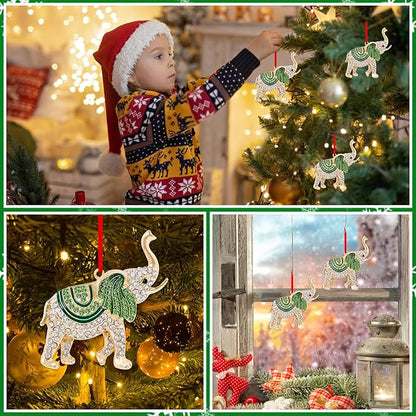 WhatSign Elephant Christmas Ornament - Metal Ornament for Christmas Tree Decorations Cute Hanging Ornament Keepsake Gifts for Kids Girls