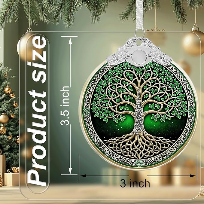 Tree of Life Stained Glass Christmas Ornament - Hanging Ornaments for Christmas Tree Decorations -Holiday Keepsake Present Exchange Idea -1