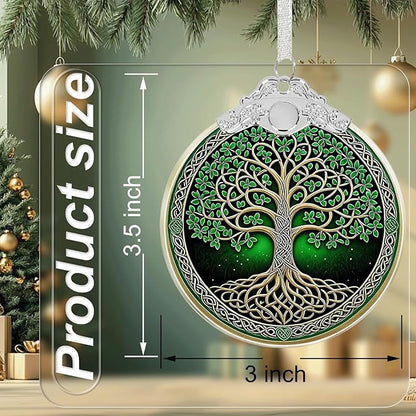 Tree of Life Stained Glass Christmas Ornament - Hanging Ornaments for Christmas Tree Decorations -Holiday Keepsake Present Exchange Idea -1
