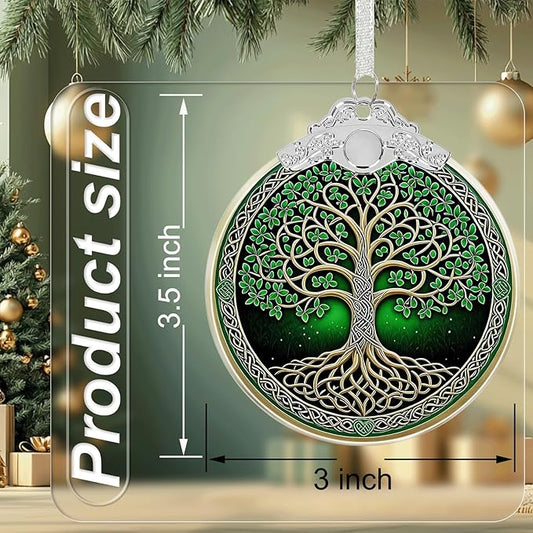 Tree of Life Stained Glass Christmas Ornament - Hanging Ornaments for Christmas Tree Decorations -Holiday Keepsake Present Exchange Idea -1