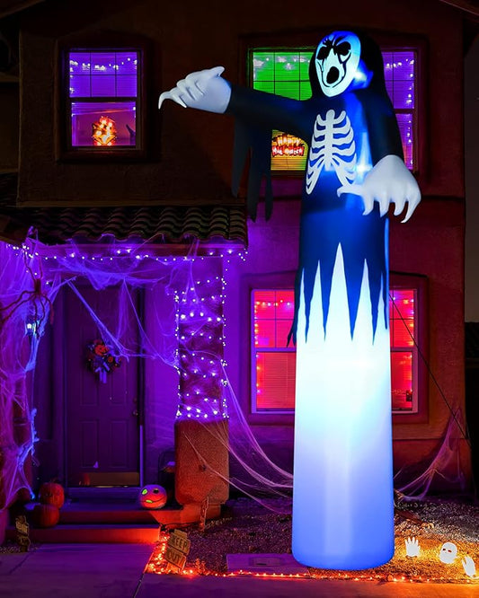 Toodour 12FT Halloween Inflatables Outdoor Decorations Ghost - Blow Up Yard Decorations for Halloween Party, Built-in Blue LED Lights, Super Tall Inflatable Ghost Decor for Outdoor Garden