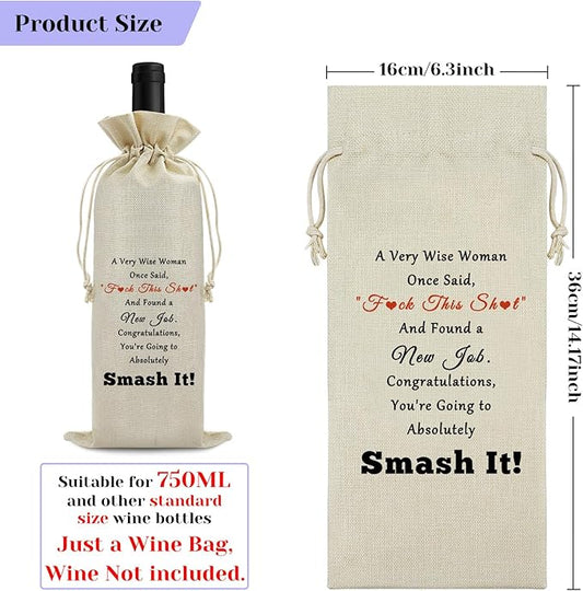 New Job Gifts for Coworker Wine Bag Coworker Leaving Gifts Congratulations Gifts New Job Promotion Gift for Women Men Wine Gift Bag Going Away Gift Farewell Party Decors Drawstring Wine Bottle Bag